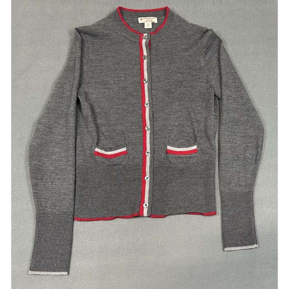 Brooks Brothers Cardigan Womens XS 100% Merino Wool Extra Fine Red Fleece